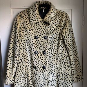 Free people cheetah faux fur swing coat